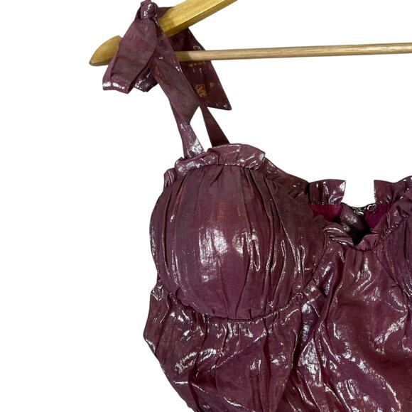 Majorelle Carola Bustier Top Womens S Pink Iridescent Tie Strap Coquette Glam - Picture 3 of 6